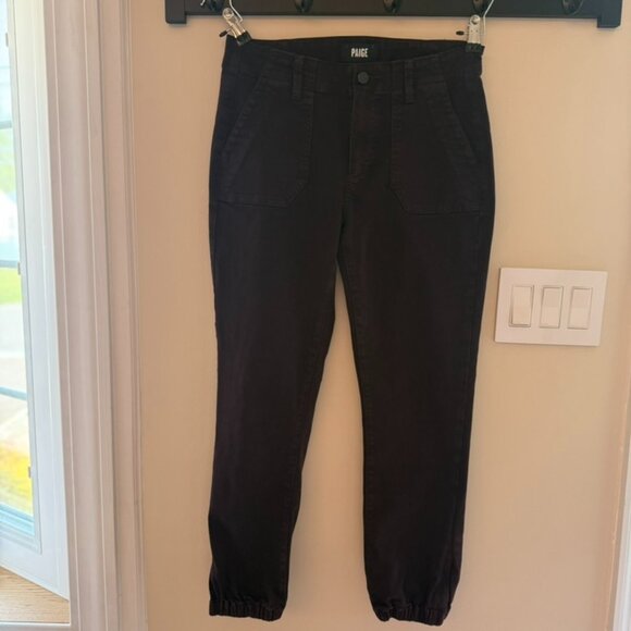 PAIGE Maysile Cropped Jogger Pants Womens Size 27 Vintage Black Cherry Ankle - Picture 3 of 12